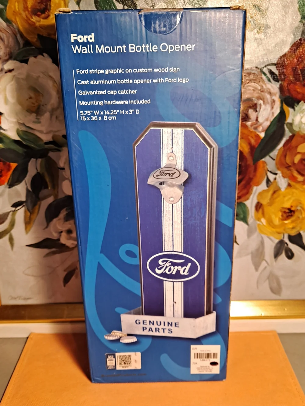 Ford Blue Vintage-Style Wall Mount Bottle Opener Genuine Parts Tray Licensed NIB